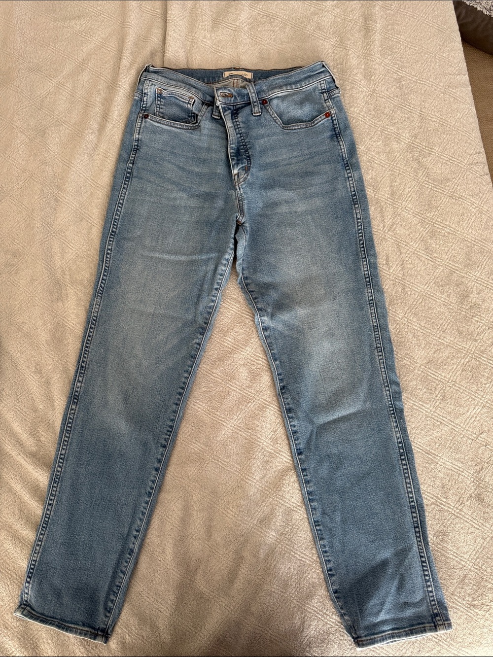 Madewell Straight Leg Jeans in Light Blue Wash Stovepipe size 29 tall stretch